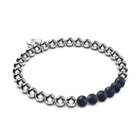 Argent x Noir | Bracelet Diffuseur Pierre de Lave