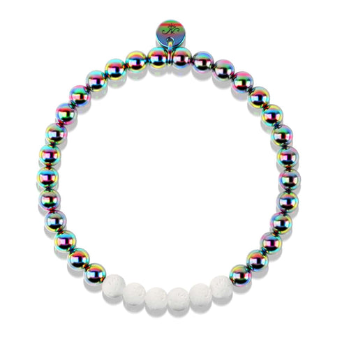 Licorne Argent et Blanc | Bracelet Diffuseur Pierre de Lave