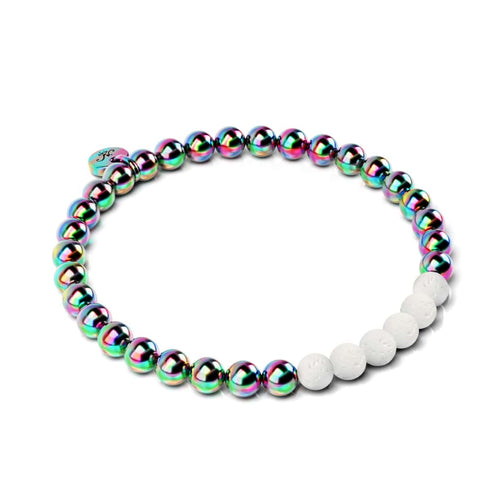 Licorne Argent et Blanc | Bracelet Diffuseur Pierre de Lave