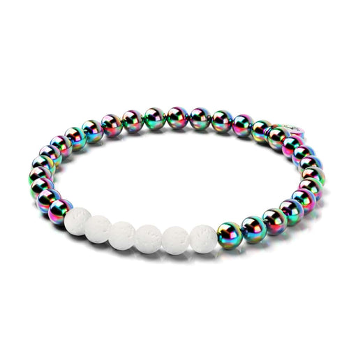 Licorne Argent et Blanc | Bracelet Diffuseur Pierre de Lave
