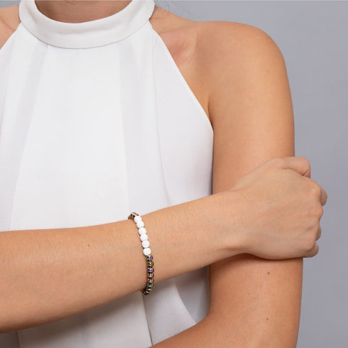Licorne Argent et Blanc | Bracelet Diffuseur Pierre de Lave
