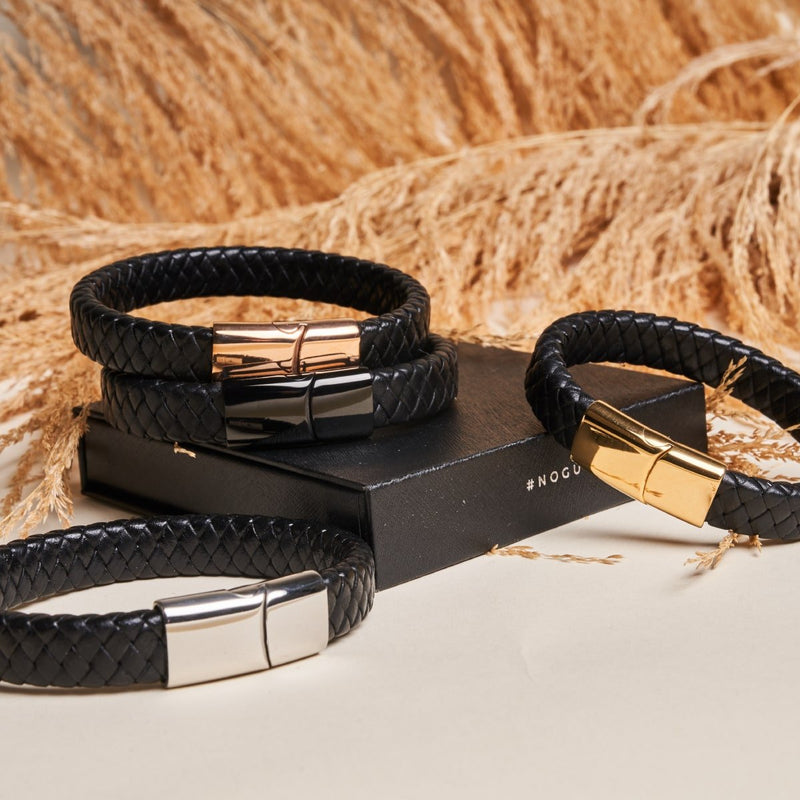Bronze à canon | Tresse infini | Bracelet en cuir
