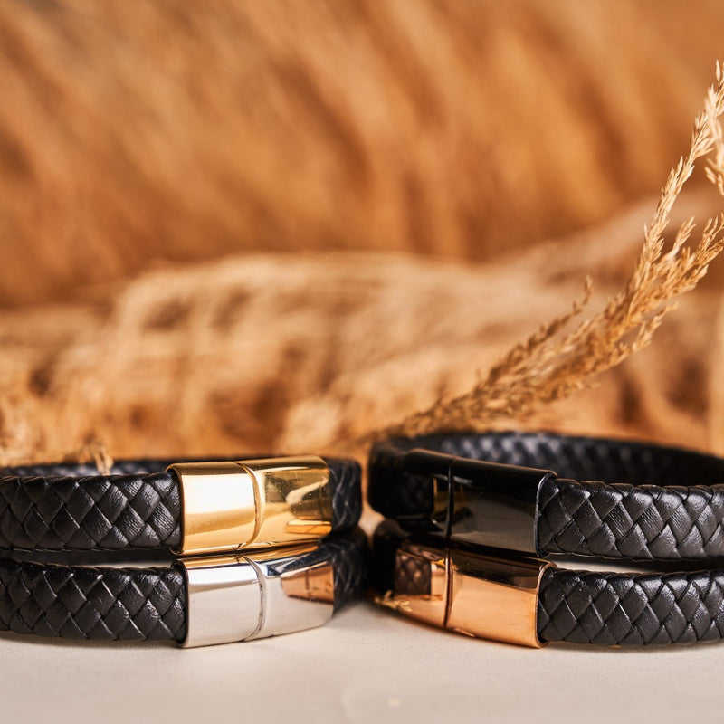 Bronze à canon | Tresse infini | Bracelet en cuir