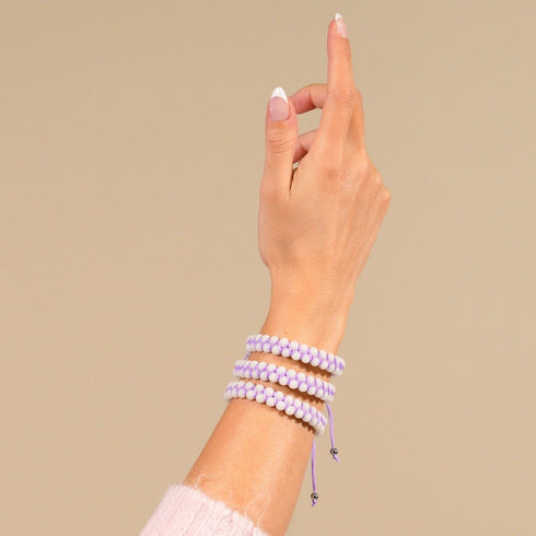 Porcelaine violette | Céramique Lumos | Bracelet Vitalité Macramé