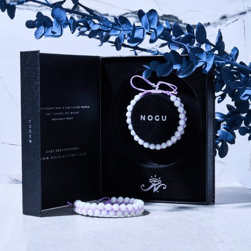Porcelaine violette | Céramique Lumos | Bracelet Vitalité Macramé