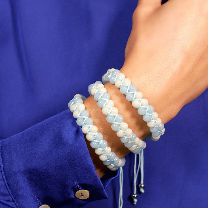 Ultramarine x Porcelain | Lumos Ceramic | Vitality Macrame Bracelet