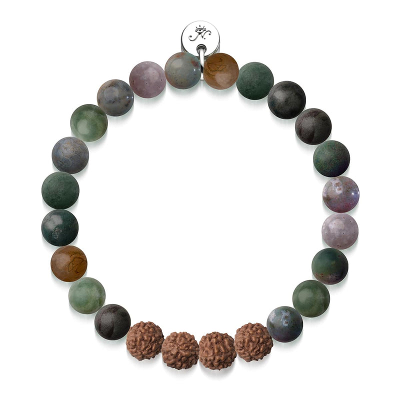 Arya | India Agate x Rudraksha | Mala Bracelet
