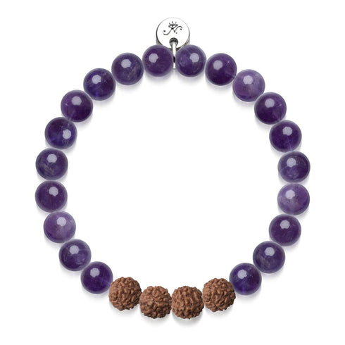 Astral | Améthyste x Rudraksha | Bracelet Mala