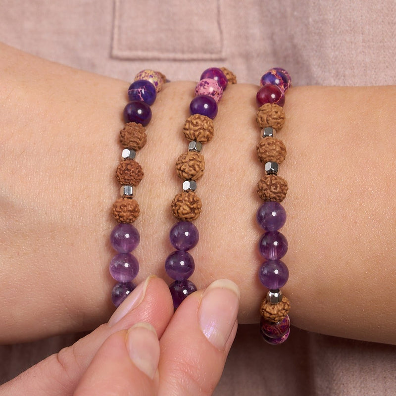 Réveil | Pierre précieuse Rudraksha | Bracelet Mala