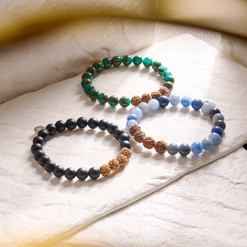 Elemental Energy | Blue Aventurine x Rudraksha | Mala Bracelet