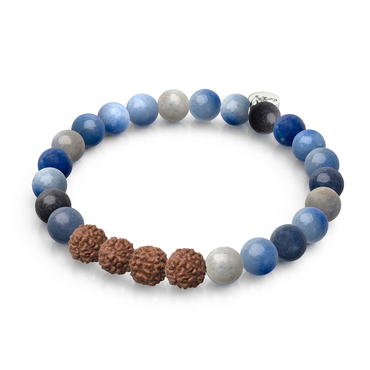 Énergie élémentaire | Aventurine bleue x Rudraksha | Bracelet Mala
