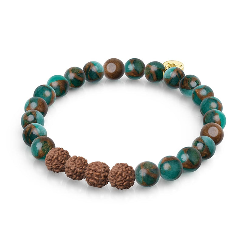 Éthéré | Nouvelle Agate verte x Rudraksha | Bracelet Mala