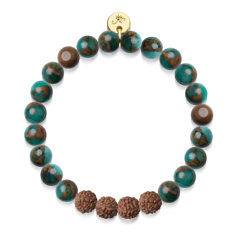 Éthéré | Nouvelle Agate verte x Rudraksha | Bracelet Mala