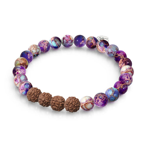 Gaïa | Régalite violette x Rudraksha | Bracelet Mala