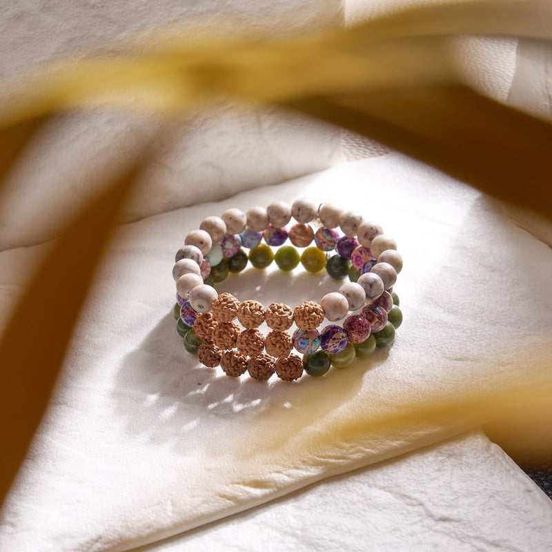 Gaïa | Régalite violette x Rudraksha | Bracelet Mala