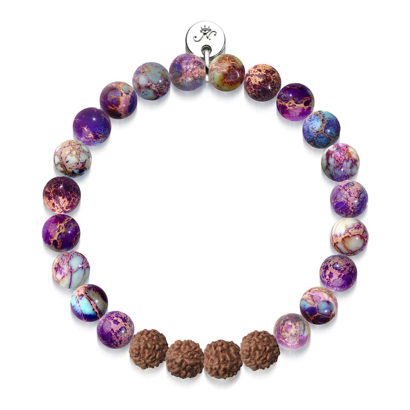Gaïa | Régalite violette x Rudraksha | Bracelet Mala
