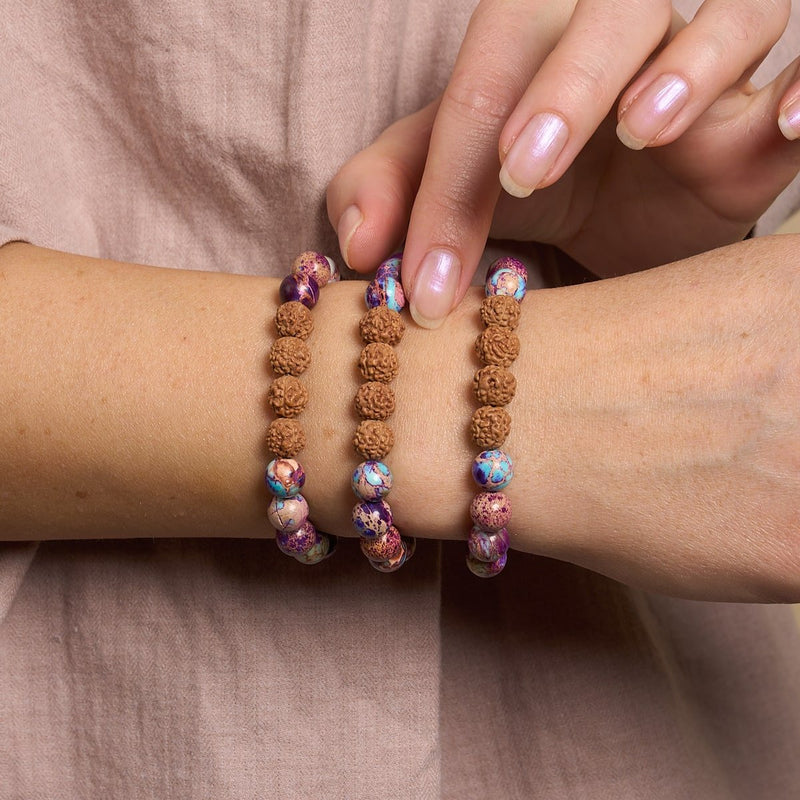 Gaïa | Régalite violette x Rudraksha | Bracelet Mala