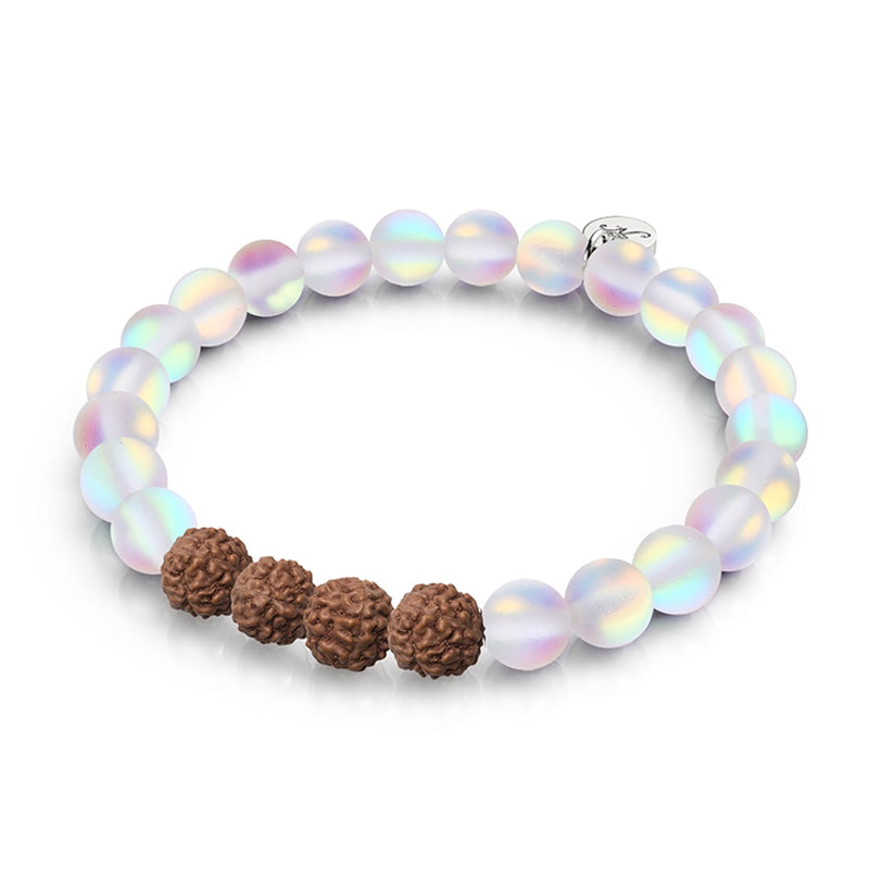 Lueur holistique | Verre de sirène x Rudraksha | Bracelet Mala