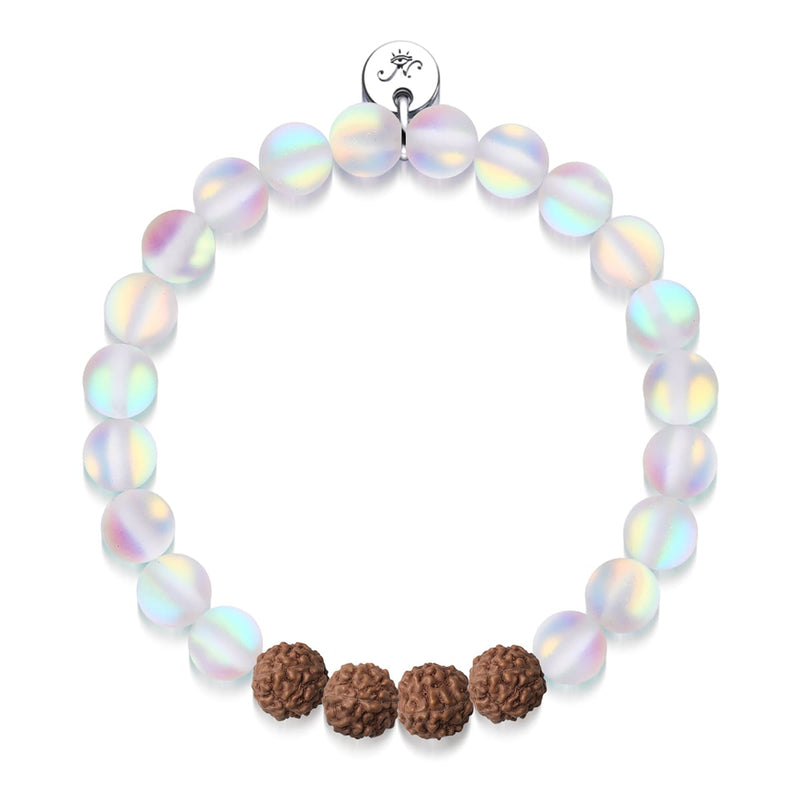 Lueur holistique | Verre de sirène x Rudraksha | Bracelet Mala