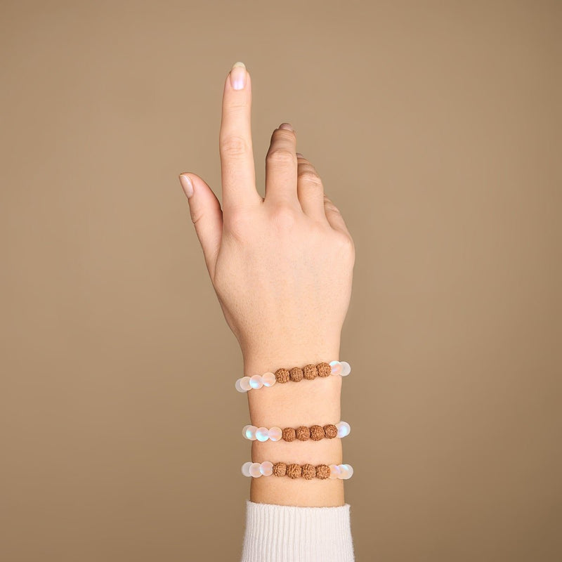 Lueur holistique | Verre de sirène x Rudraksha | Bracelet Mala