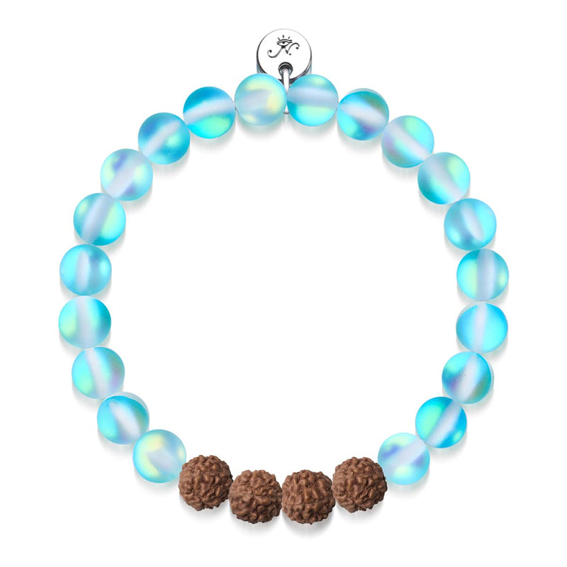 lueur karmique | Verre de sirène x Rudraksha | Bracelet Mala
