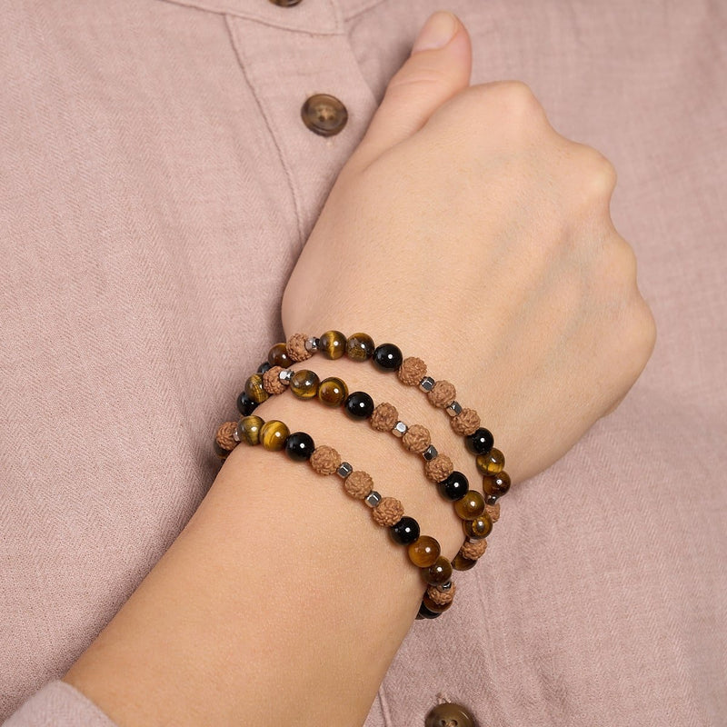 Chaman | Pierre précieuse Rudraksha | Bracelet Mala