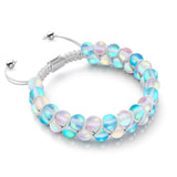 Aigue-marine et blanc | Argent | Bracelet Verre Double Sirène