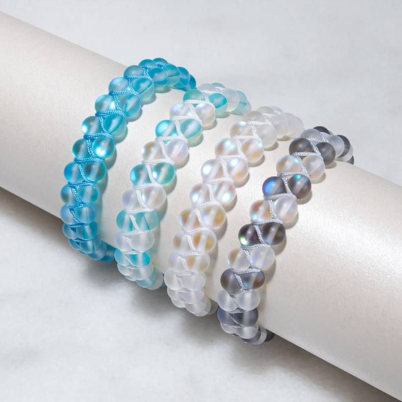 Aigue-marine | Argent | Bracelet Verre Double Sirène