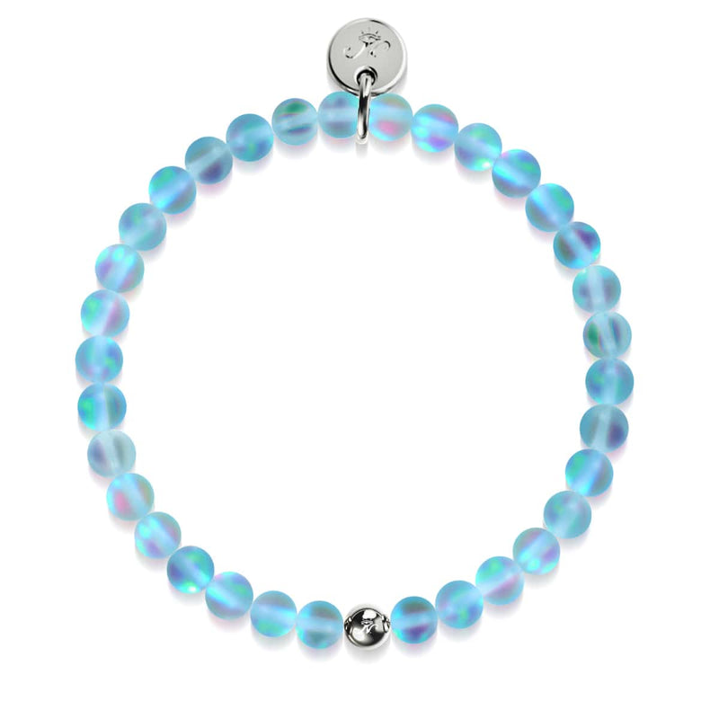 Aigue-marine | Argent | Bracelet de perles de verre sirène