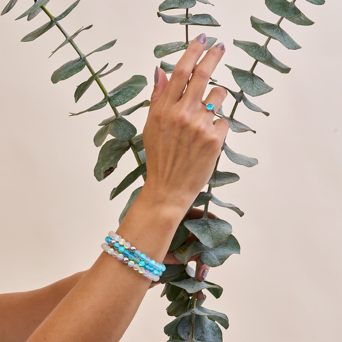 Aigue-marine | Argent | Bracelet de perles de verre sirène