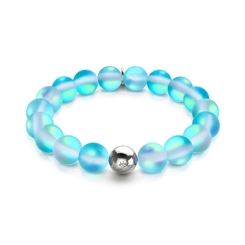 Aigue-marine | Argent | Bracelet de déclaration en verre de sirène