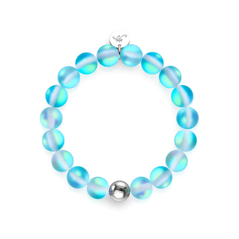 Aigue-marine | Argent | Bracelet de déclaration en verre de sirène