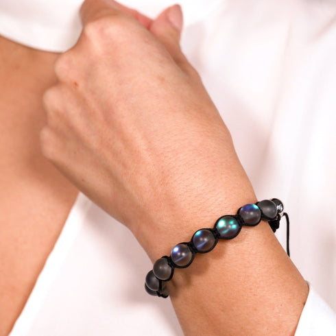 Noir | Gris | Argent | Bracelet Charmballa Verre Sirène