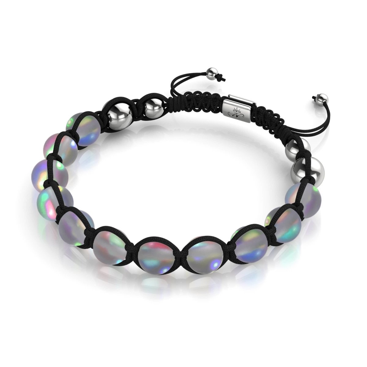 Noir | Gris | Argent | Bracelet Charmballa Verre Sirène