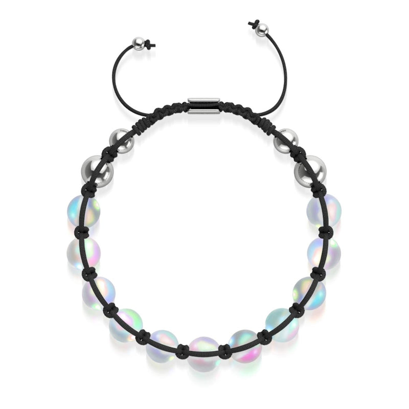 Noir | Arc-en-ciel Blanc | Argent | Bracelet Charmballa Verre Sirène
