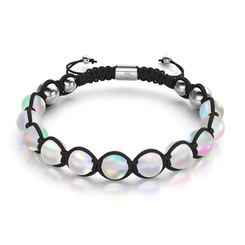 Noir | Arc-en-ciel Blanc | Argent | Bracelet Charmballa Verre Sirène