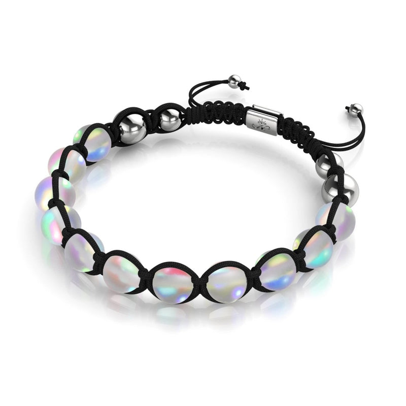 Noir | Arc-en-ciel Blanc | Argent | Bracelet Charmballa Verre Sirène