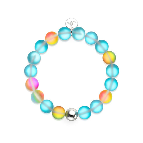 Limonade bleue | Argent | Bracelet de déclaration en verre sirène