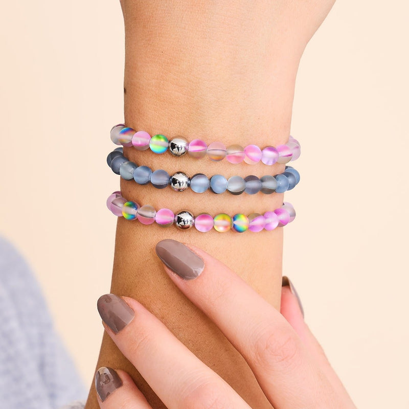 Carbonite | Argent | Bracelet de perles de verre sirène