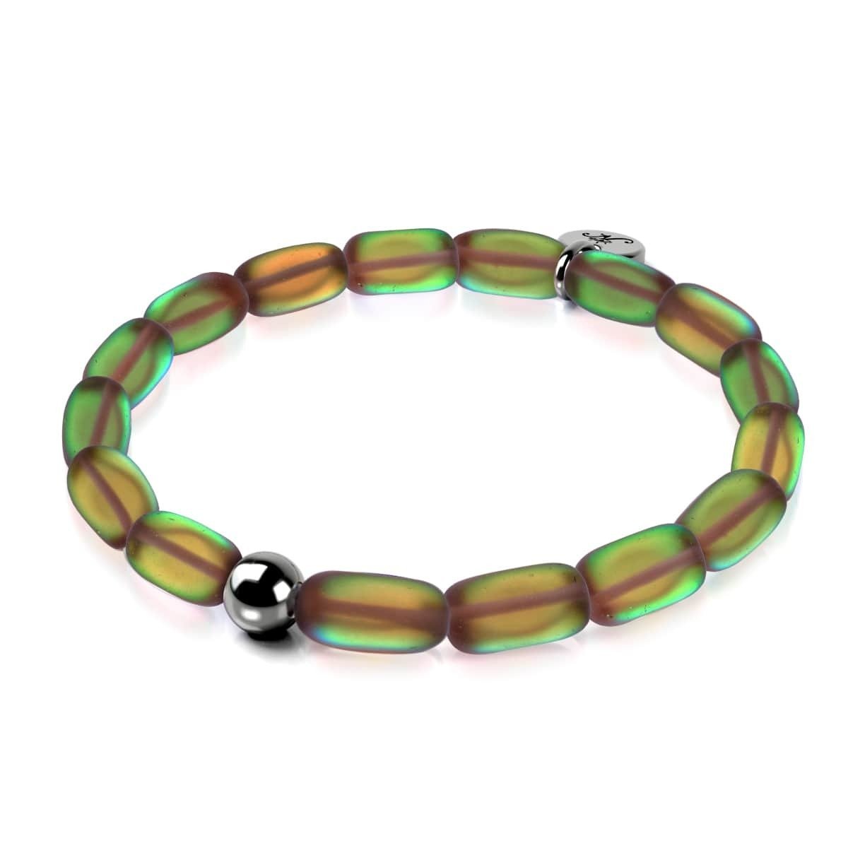 Chocolat | .925 argent sterling bronze à canon | Bracelet Galet de Verre Sirène