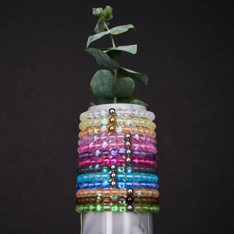 Chocolate | Gunmetal | Mermaid Glass Macrame Bead Bracelet