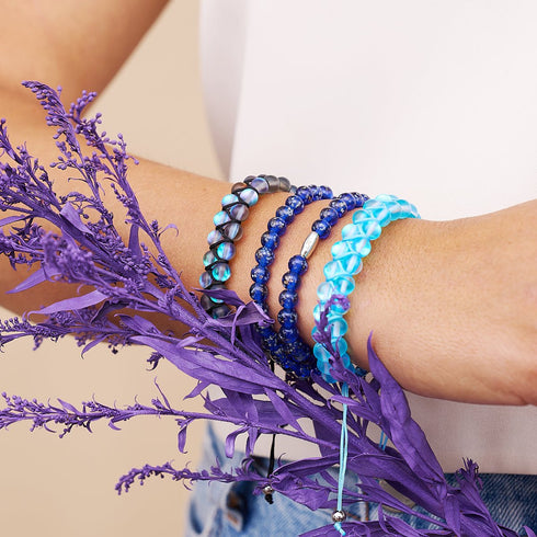 Gris | Argent | Bracelet Verre Double Sirène