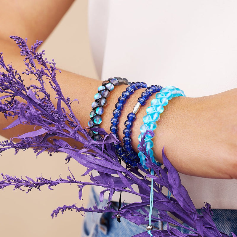 Grey | Silver | Double Mermaid Glass Bracelet