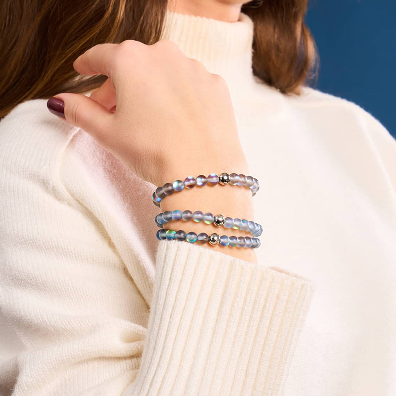 Gris | Argent | Bracelet de perles de verre sirène