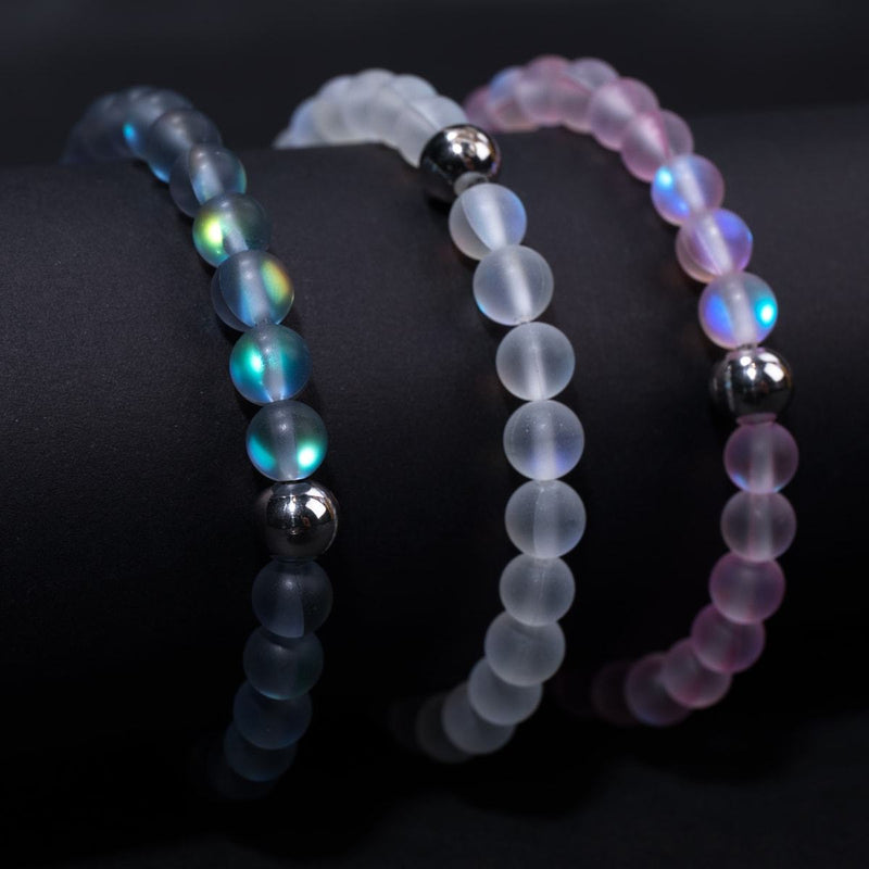 Gris | Argent | Bracelet de perles de verre sirène