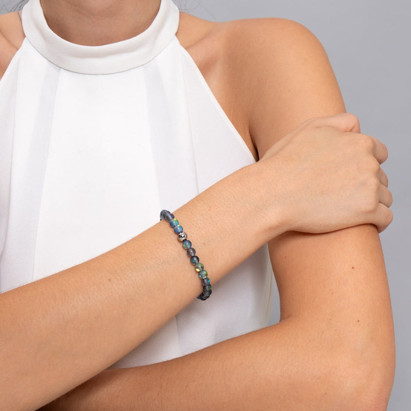 Gris | Argent | Bracelet de perles de verre sirène