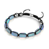 Gris | Argent | Bracelet macramé galets de verre sirène