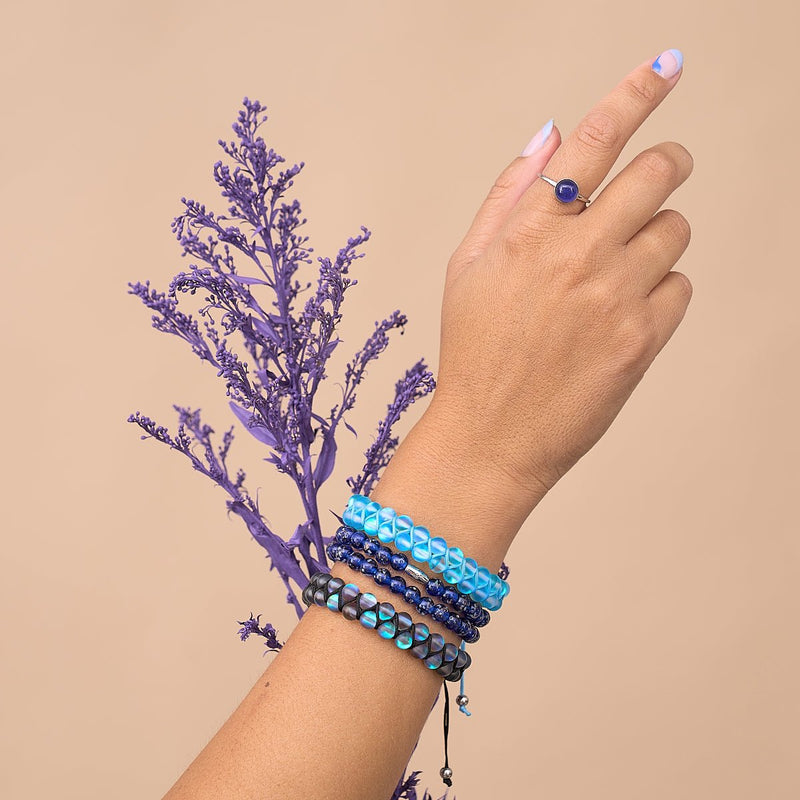 Grey | Unicorn Silver | Double Mermaid Glass Bracelet