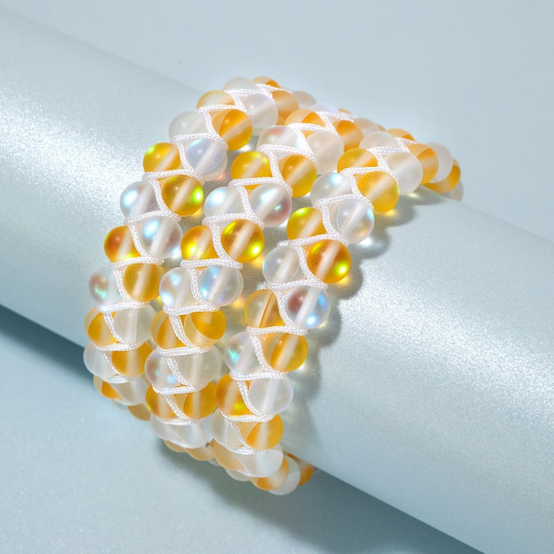 Chèvrefeuille et blanc | Or | Bracelet Verre Double Sirène