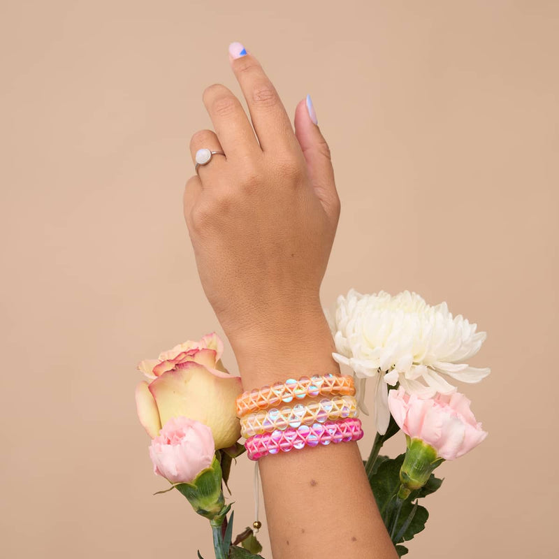 Chèvrefeuille et blanc | Or | Bracelet Verre Double Sirène